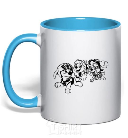 Mug with a colored handle Puppy Patrol play sky-blue фото