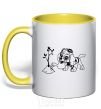 Mug with a colored handle Skye's watering the tree yellow фото