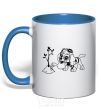 Mug with a colored handle Skye's watering the tree royal-blue фото