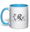 Mug with a colored handle Skye's watering the tree sky-blue фото