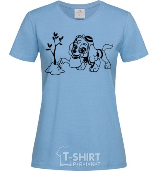 Женская футболка Скай поливает дерево Голубой фото