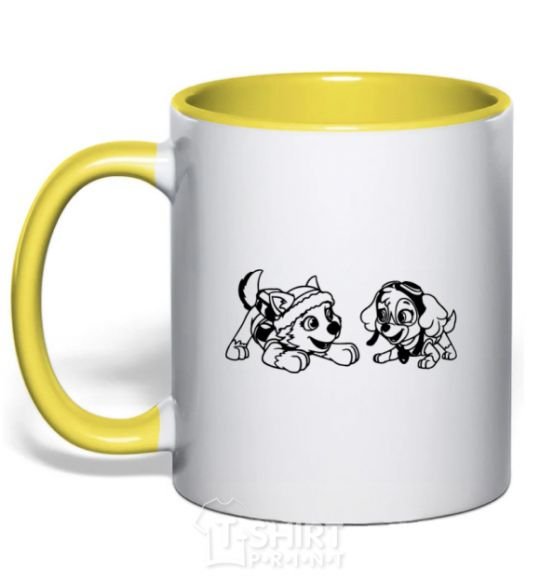 Mug with a colored handle Skye and Everest yellow фото