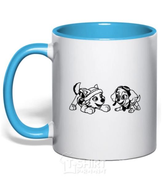 Mug with a colored handle Skye and Everest sky-blue фото