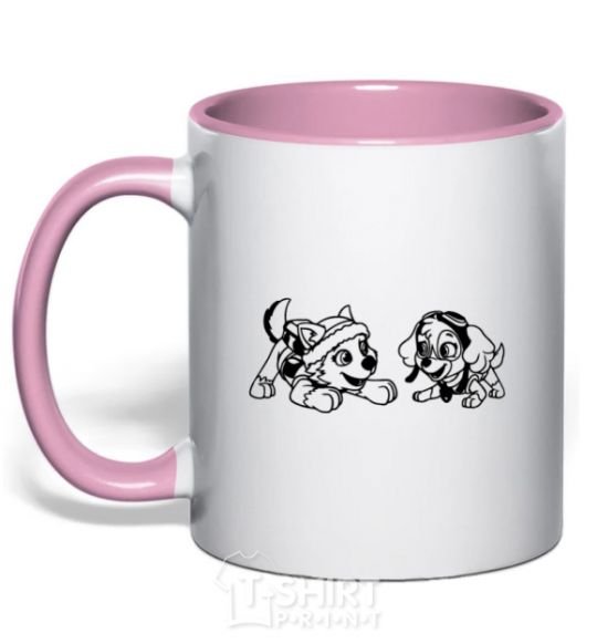 Mug with a colored handle Skye and Everest light-pink фото