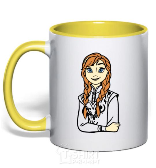 Mug with a colored handle Anna Coldheart yellow фото