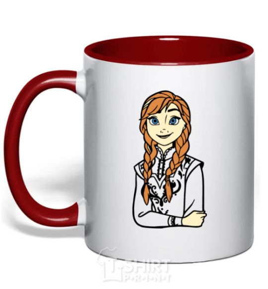Mug with a colored handle Anna Coldheart red фото