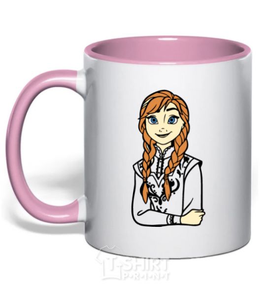 Mug with a colored handle Anna Coldheart light-pink фото