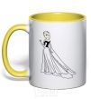 Mug with a colored handle Elsa Coldheart yellow фото