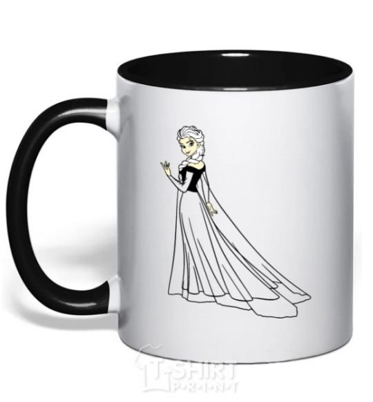 Mug with a colored handle Elsa Coldheart black фото