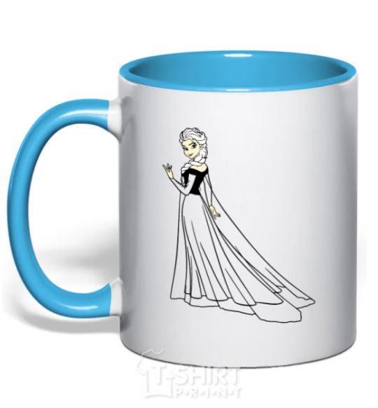 Mug with a colored handle Elsa Coldheart sky-blue фото