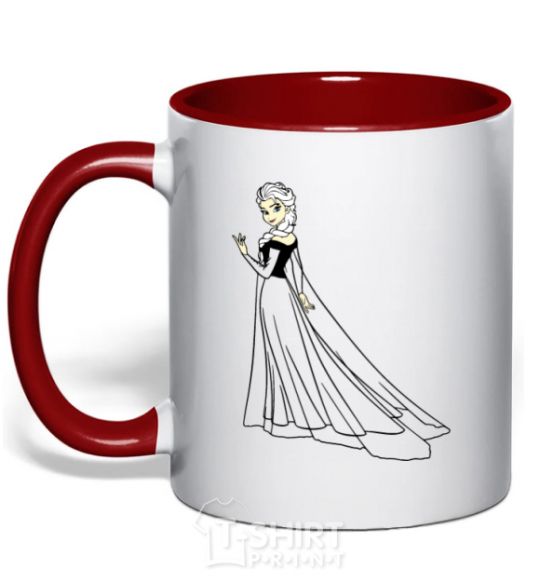 Mug with a colored handle Elsa Coldheart red фото