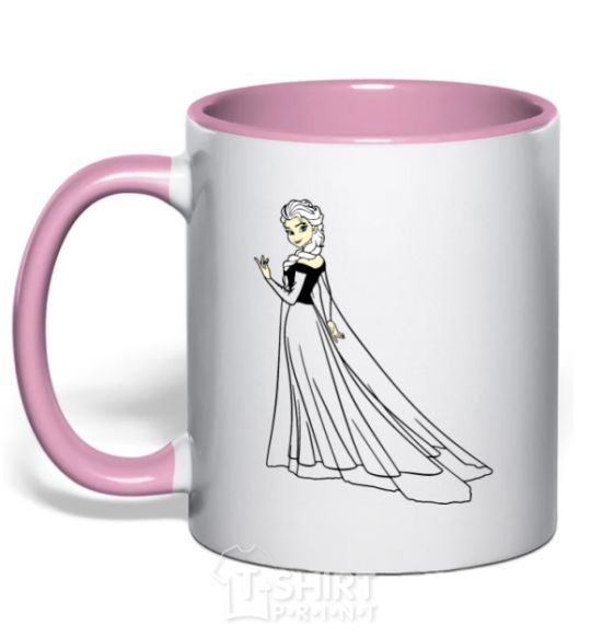 Mug with a colored handle Elsa Coldheart light-pink фото