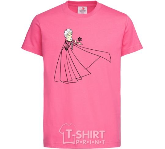 Детская футболка Ельза со снежинкой Ярко-розовый фото