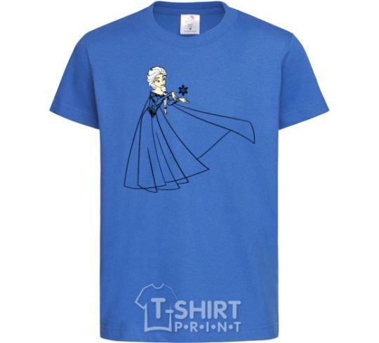 Детская футболка Ельза со снежинкой Ярко-синий фото