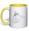 Mug with a colored handle Elsa with the snowflake yellow фото