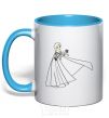 Mug with a colored handle Elsa with the snowflake sky-blue фото