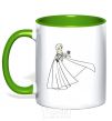 Mug with a colored handle Elsa with the snowflake kelly-green фото