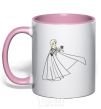 Mug with a colored handle Elsa with the snowflake light-pink фото