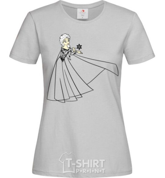 Женская футболка Ельза со снежинкой Серый фото