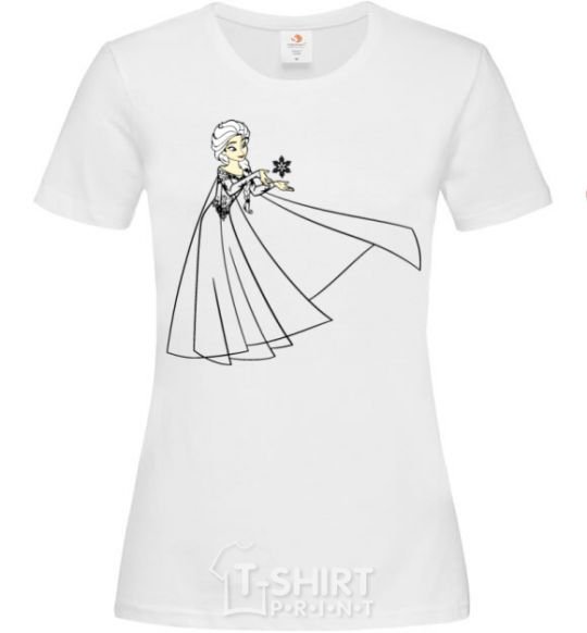 Женская футболка Ельза со снежинкой Белый фото