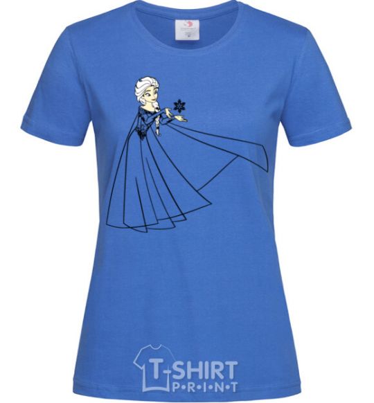 Женская футболка Ельза со снежинкой Ярко-синий фото