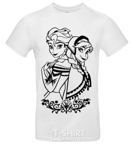 Men's T-Shirt Anna and Elsa pattern White фото