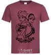 Men's T-Shirt Anna and Elsa pattern burgundy фото