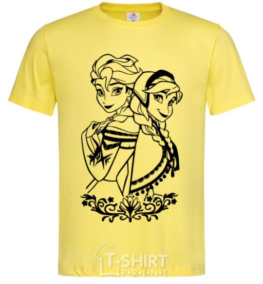 Men's T-Shirt Anna and Elsa pattern cornsilk фото