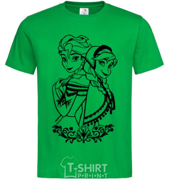 Men's T-Shirt Anna and Elsa pattern kelly-green фото