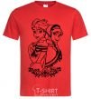 Men's T-Shirt Anna and Elsa pattern red фото