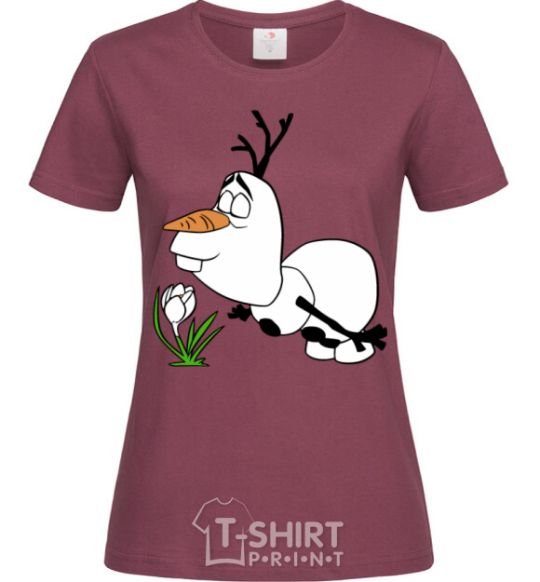 Women's T-shirt Olaf and spring burgundy фото