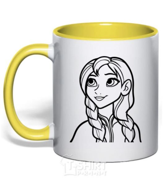 Mug with a colored handle Anna portrait yellow фото