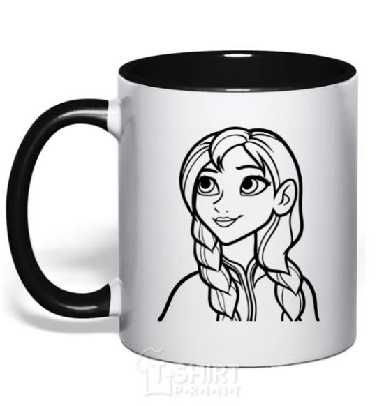 Mug with a colored handle Anna portrait black фото