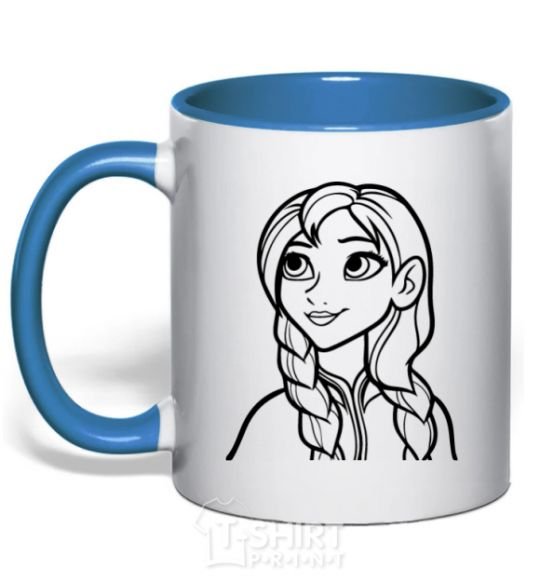 Mug with a colored handle Anna portrait royal-blue фото