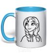 Mug with a colored handle Anna portrait sky-blue фото