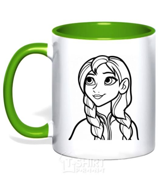 Mug with a colored handle Anna portrait kelly-green фото