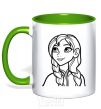 Mug with a colored handle Anna portrait kelly-green фото