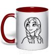 Mug with a colored handle Anna portrait red фото