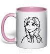 Mug with a colored handle Anna portrait light-pink фото