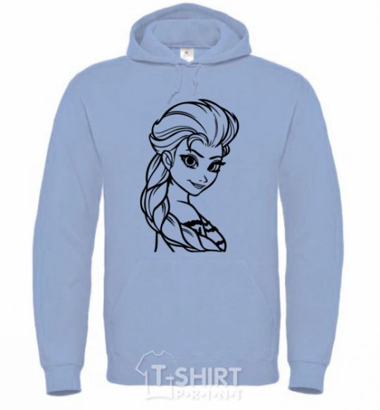 Men`s hoodie Elsa's portrait sky-blue фото