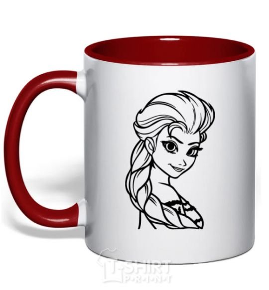 Mug with a colored handle Elsa's portrait red фото