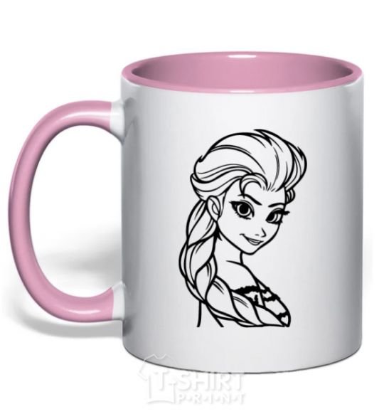 Mug with a colored handle Elsa's portrait light-pink фото
