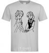 Men's T-Shirt Elsa and Anna holding hands grey фото