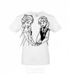 Men's T-Shirt Elsa and Anna holding hands White фото