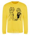 Sweatshirt Elsa and Anna holding hands yellow фото