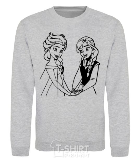 Sweatshirt Elsa and Anna holding hands sport-grey фото