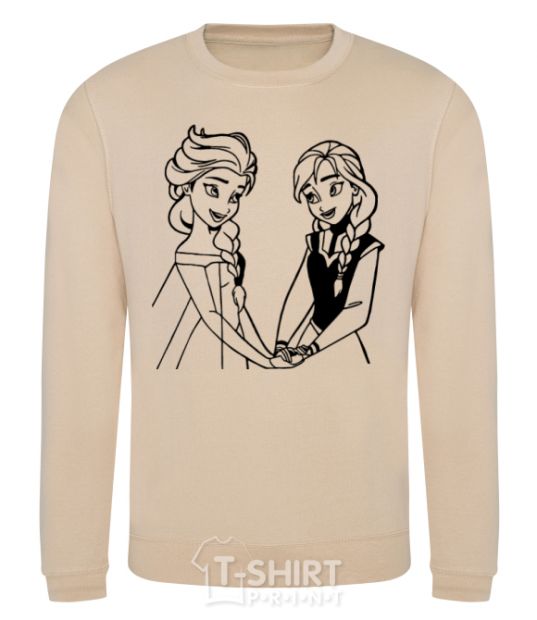 Sweatshirt Elsa and Anna holding hands sand фото