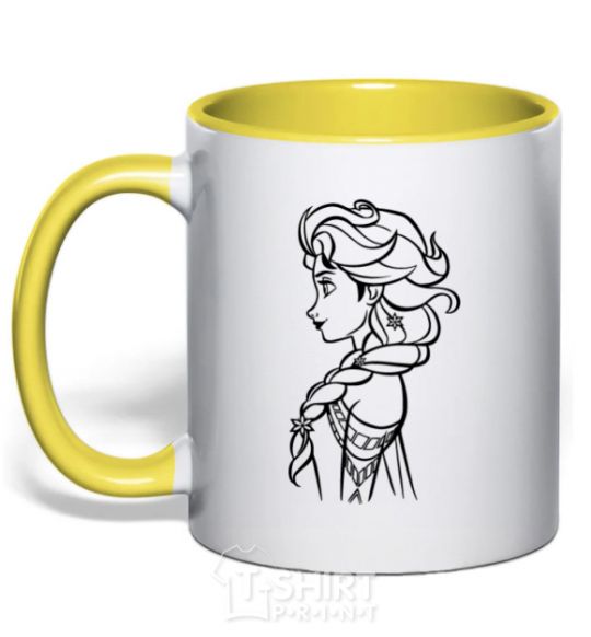 Mug with a colored handle Anna profile yellow фото