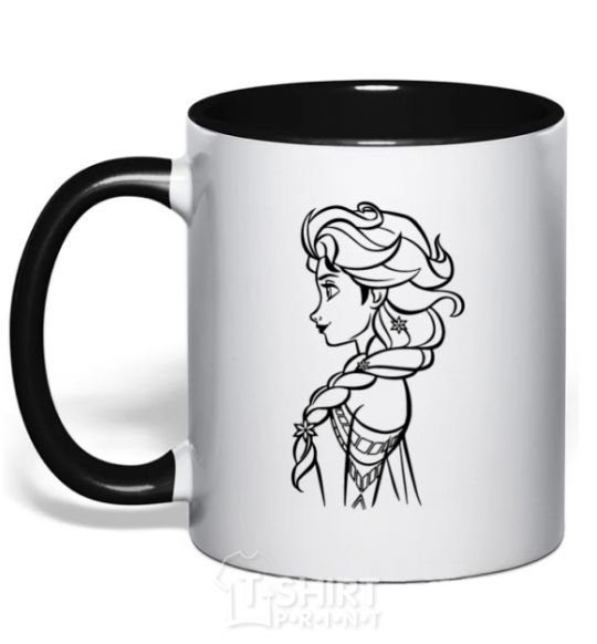 Mug with a colored handle Anna profile black фото