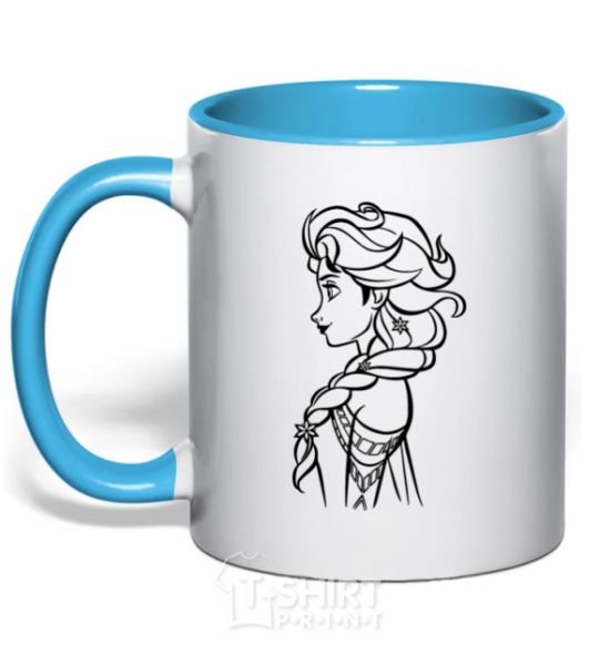 Mug with a colored handle Anna profile sky-blue фото